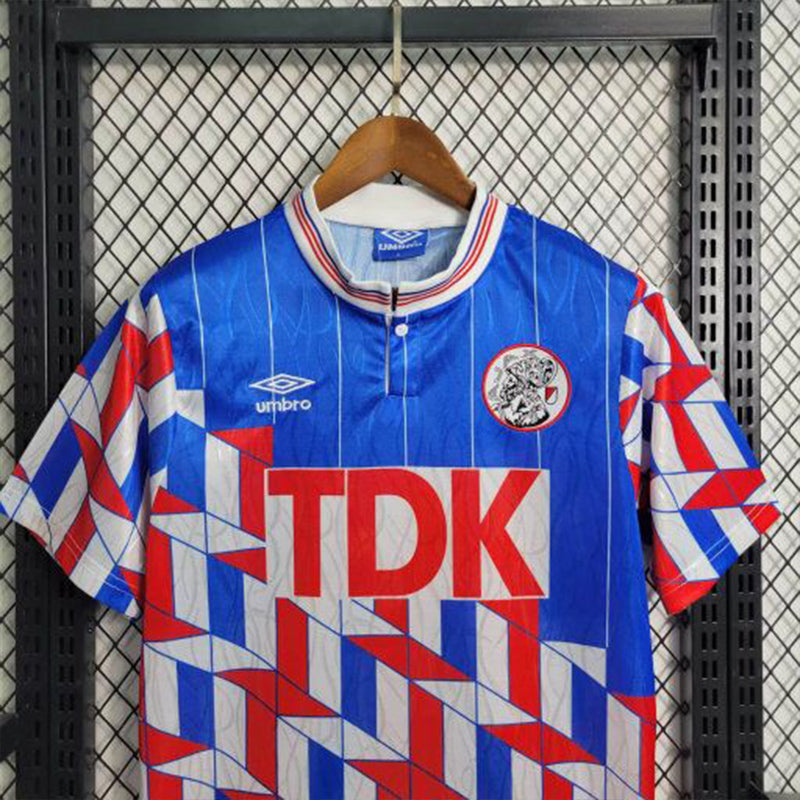 Camisa Ajax Away 1990/91 - Umbro Retrô Masculina - Azul/Vermelha