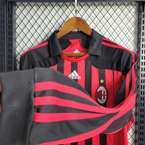 Camisa AC Milan Manga Longa Home 2007/08 - Adidas Retrô Masculina - Vermelha/Preta