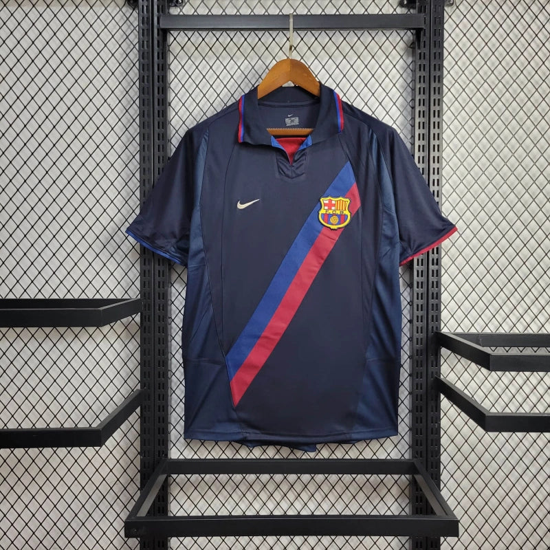 Camisa Barcelona Away 2002/03 - Nike Retrô Masculina - Azul/Vermelha