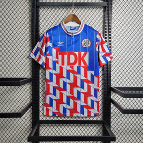 Camisa Ajax Away 1990/91 - Umbro Retrô Masculina - Azul/Vermelha