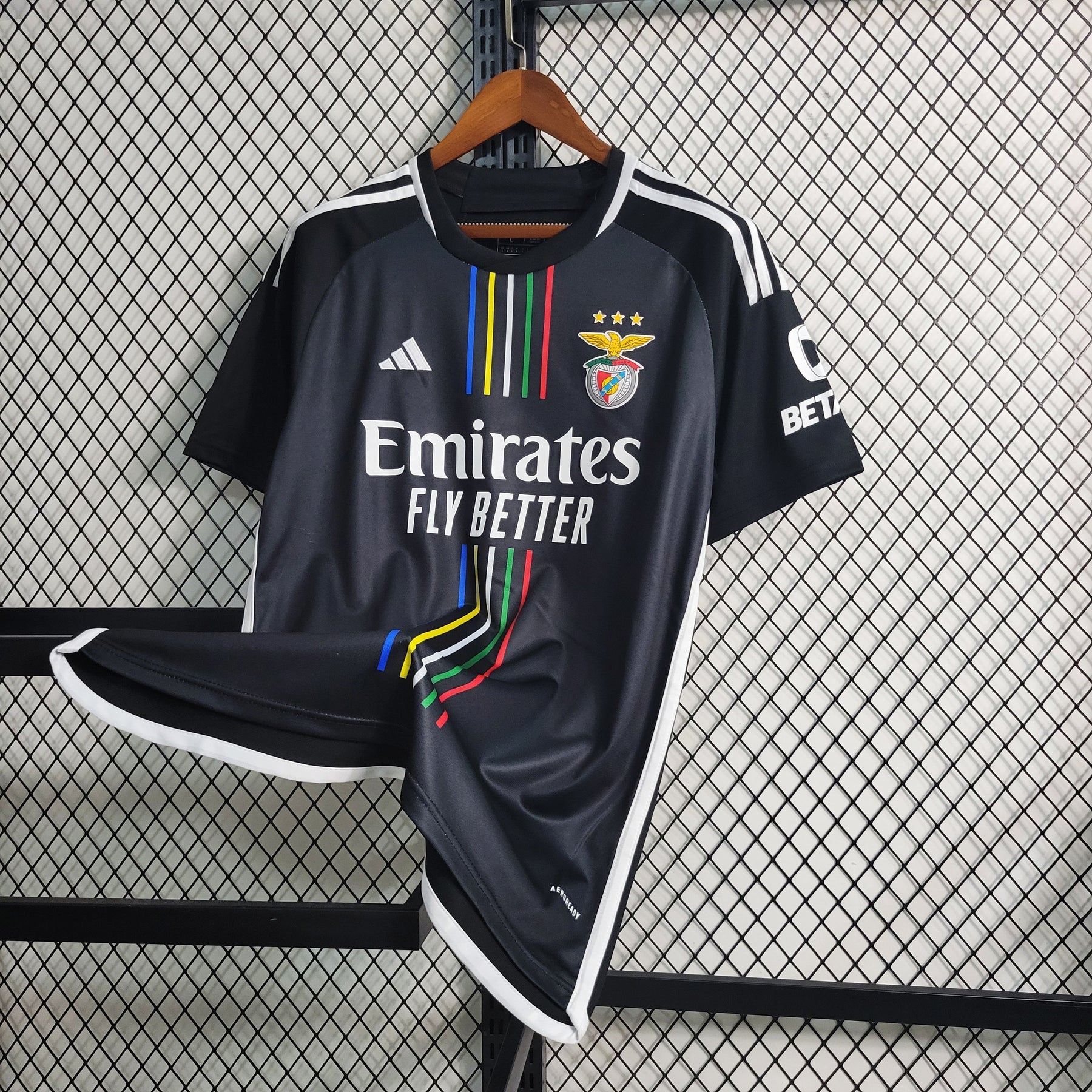 Camisa Benfica Away 2023/24 - Adidas Torcedor Masculina - Preta/Branca