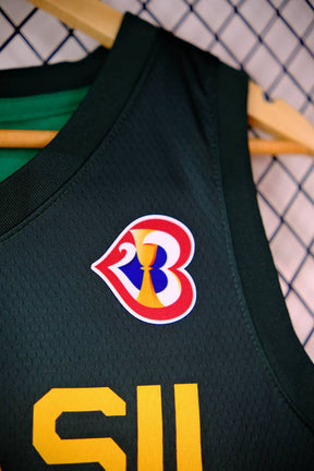 Regata Seleção Brasileira Basquete + Patch CBB e Copa do Mundo 2023 Verde