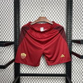 Shorts Roma Home 2024/25 - Adidas Torcedor Masculina - Bordo/Dourada