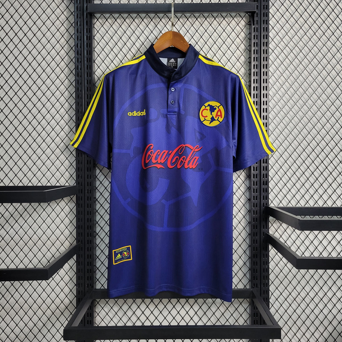 Camisa América do México Home 1998/99 - Adidas Retrô Masculina - Azul/Amarela