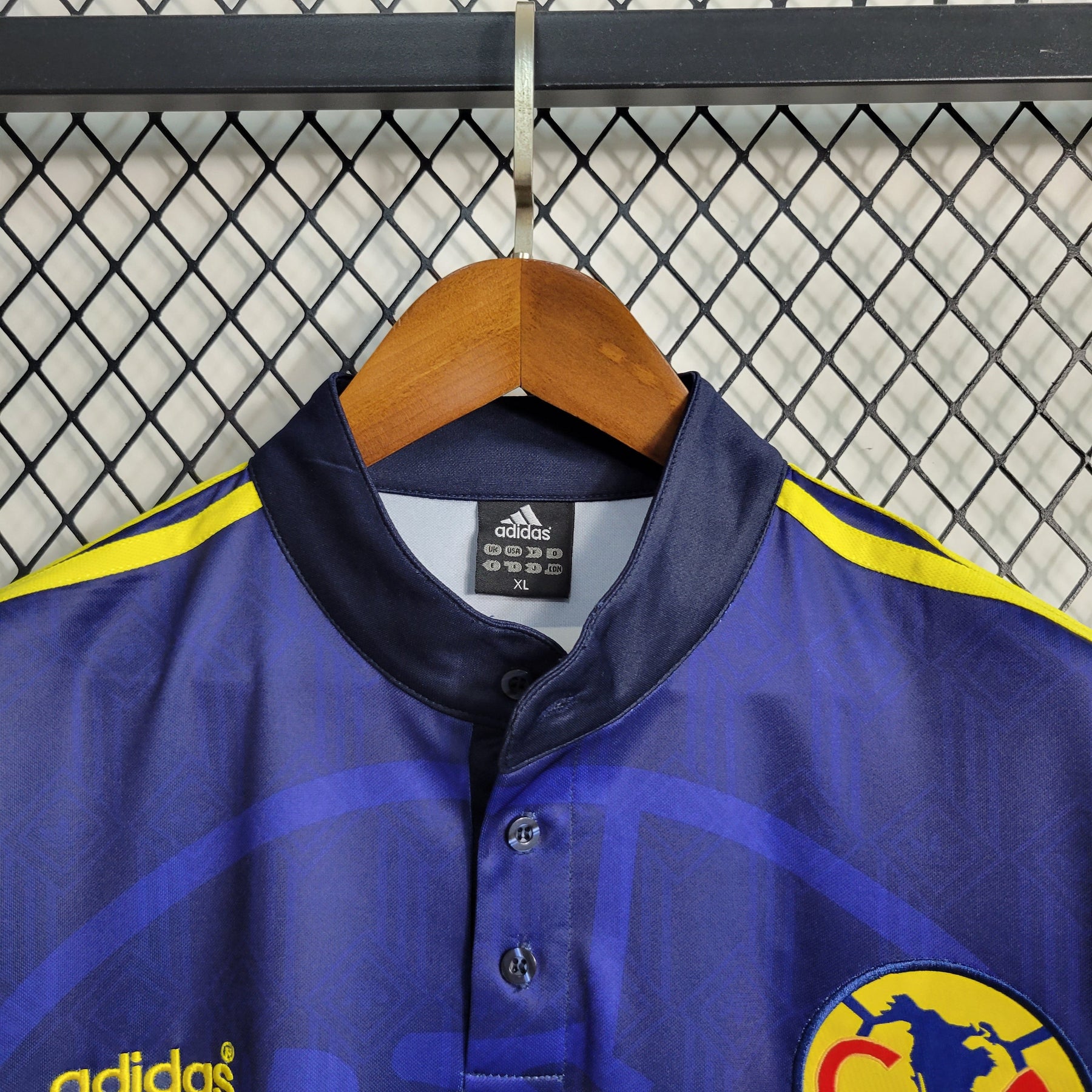 Camisa América do México Home 1998/99 - Adidas Retrô Masculina - Azul/Amarela