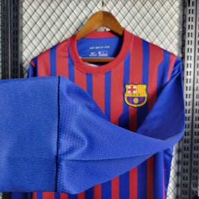 Camisa Barcelona Manga Longa Home 2011/12 - Nike Retrô Masculina - Vermelha/Azul