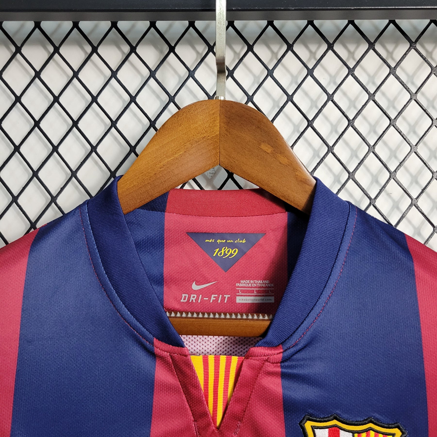 Camisa Barcelona Manga Longa 2014/15 - Nike Retrô Masculina - Vermelha/Azul