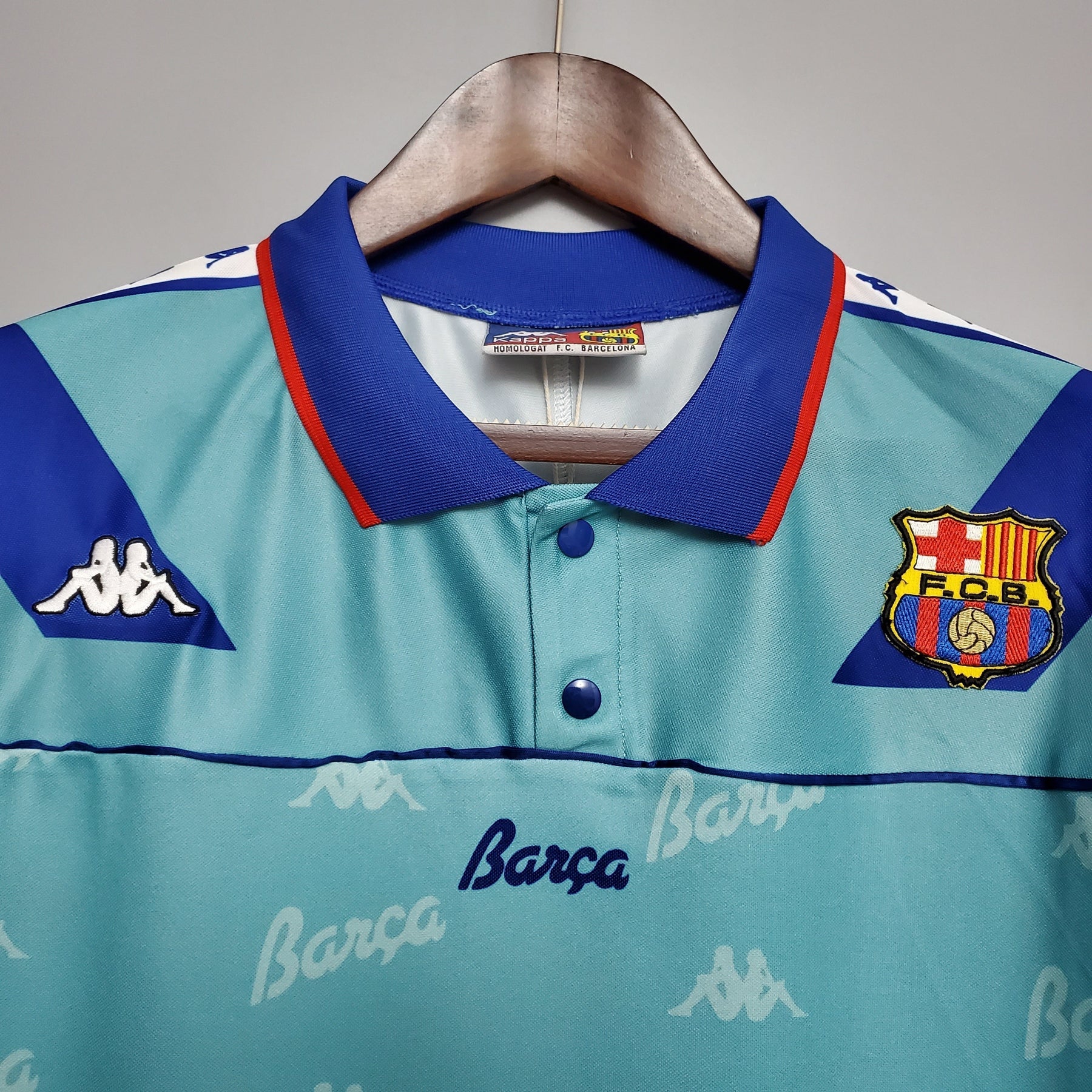 Camisa Barcelona Away 1992/95 - Kappa Retrô Masculina - Verde/Azul