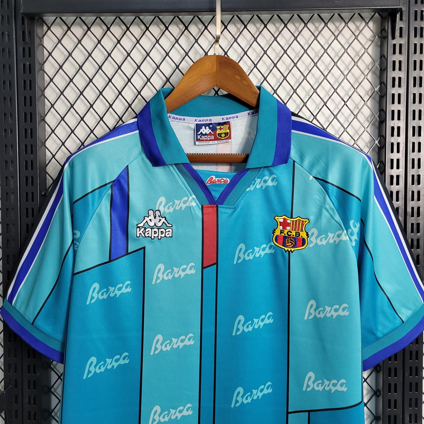 Camisa Barcelona Away 1995/97 - Kappa Retrô Masculina - Verde/Azul