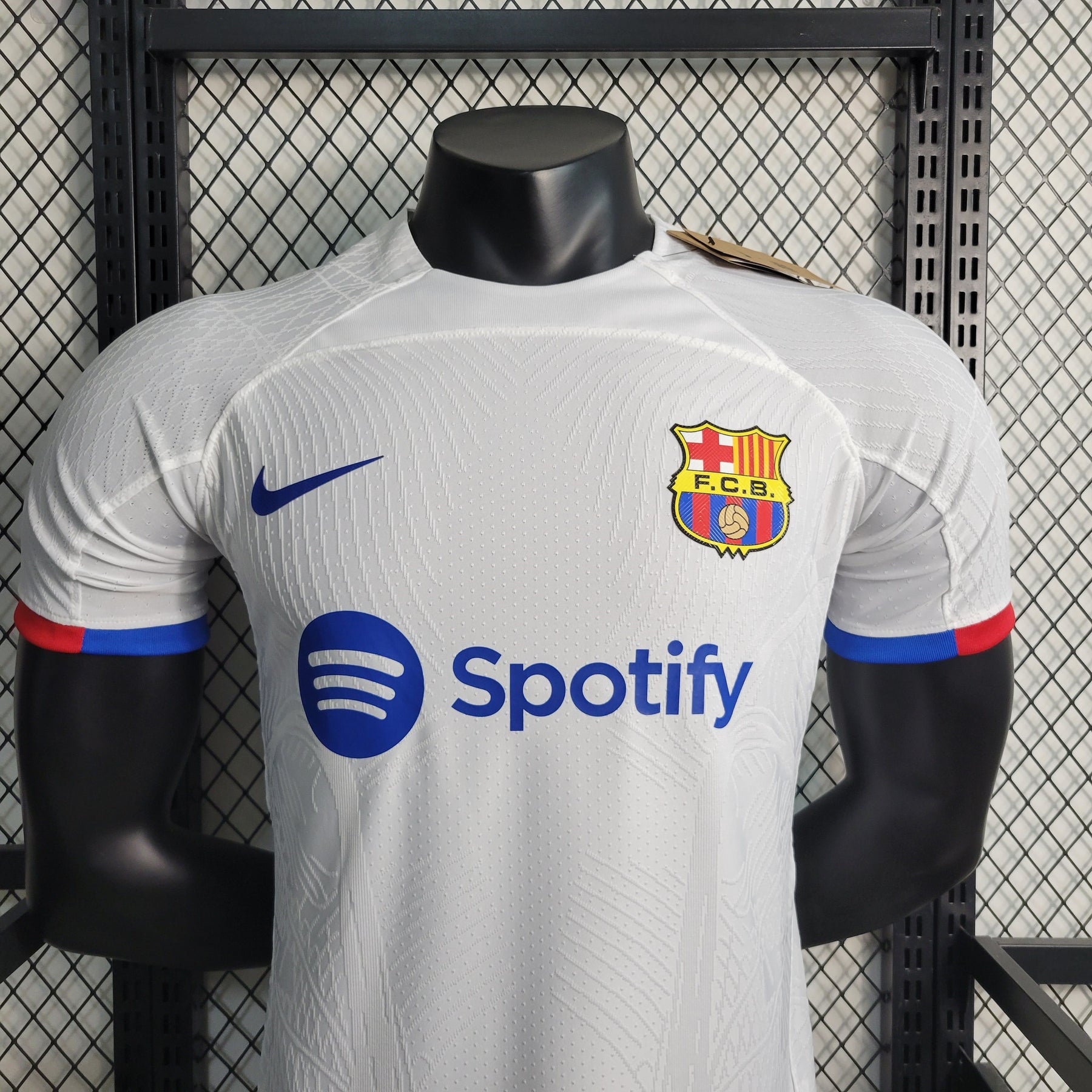 Camisa Barcelona Away 2023/24 - Nike Jogador Masculina - Branca/Azul