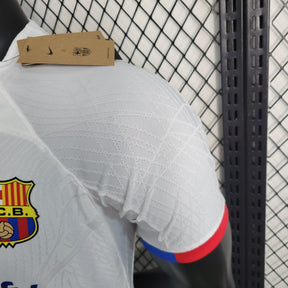 Camisa Barcelona Away 2023/24 - Nike Jogador Masculina - Branca/Azul