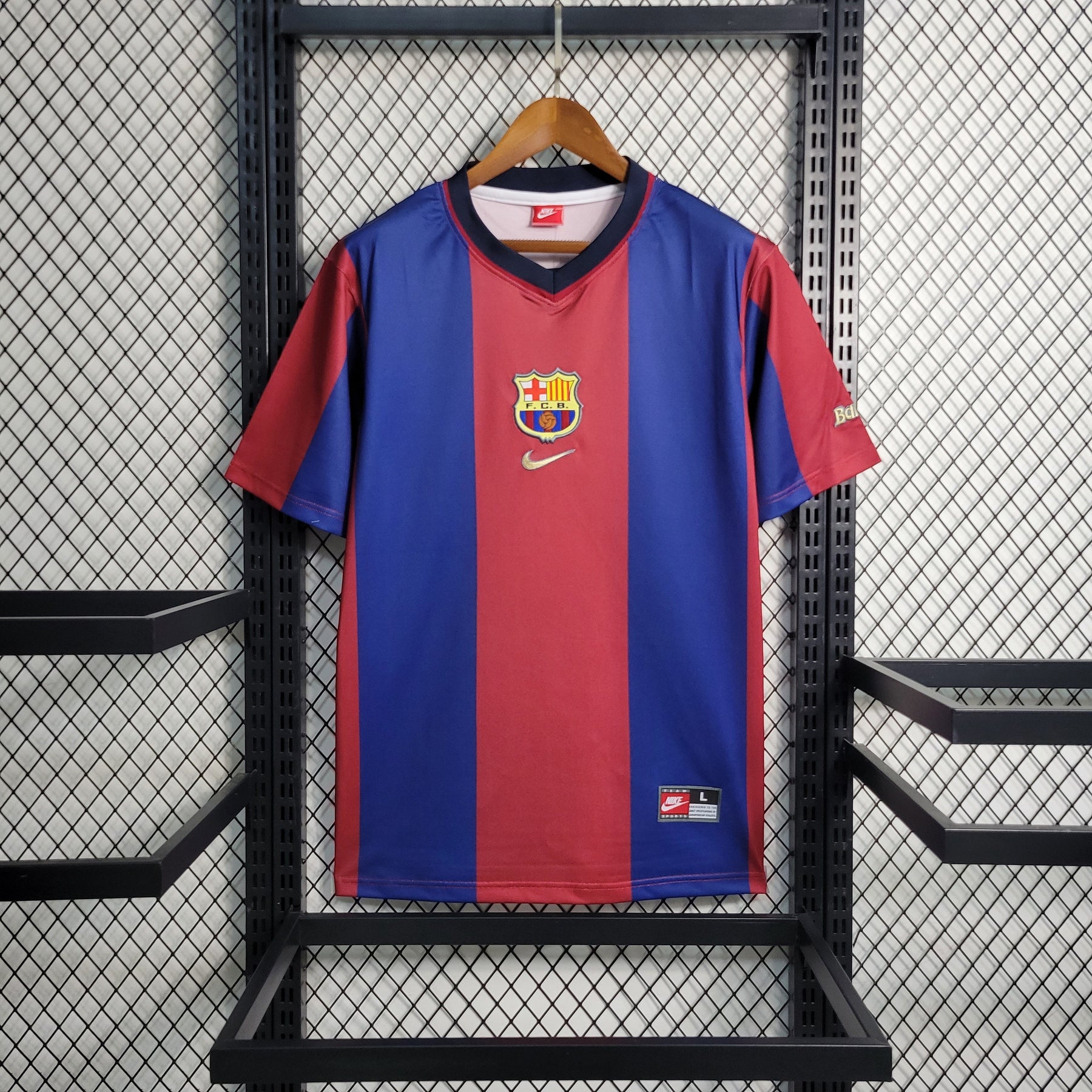 Camisa Barcelona Home 1998/99 - Nike Retrô Masculina - Vermelha/Azul