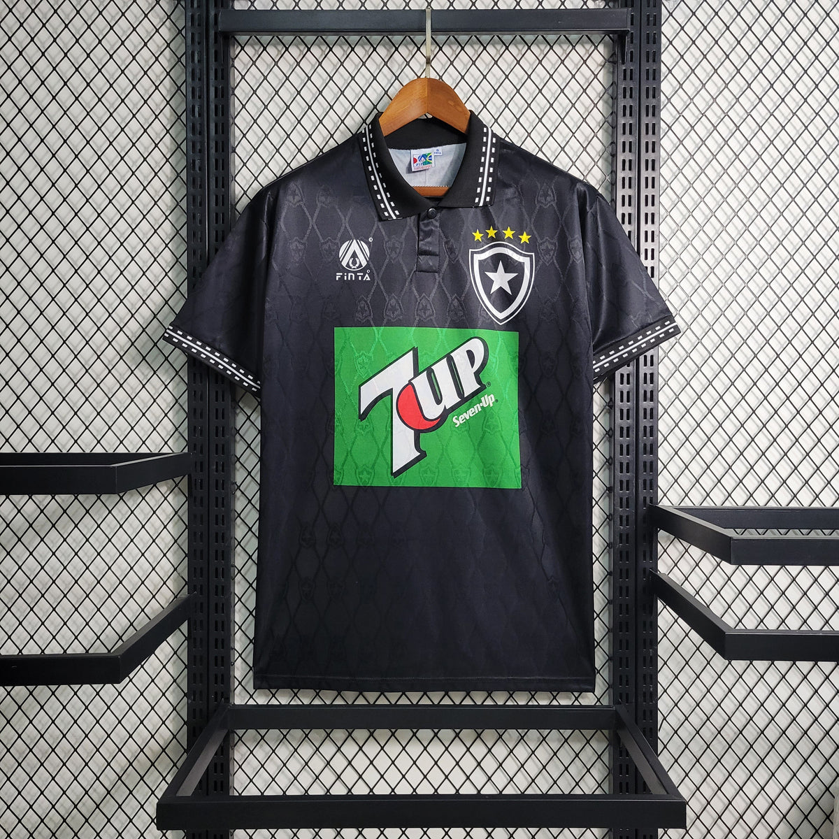 Camisa Botafogo Away 1995 - Finta Retrô Masculina - Preta/Branca