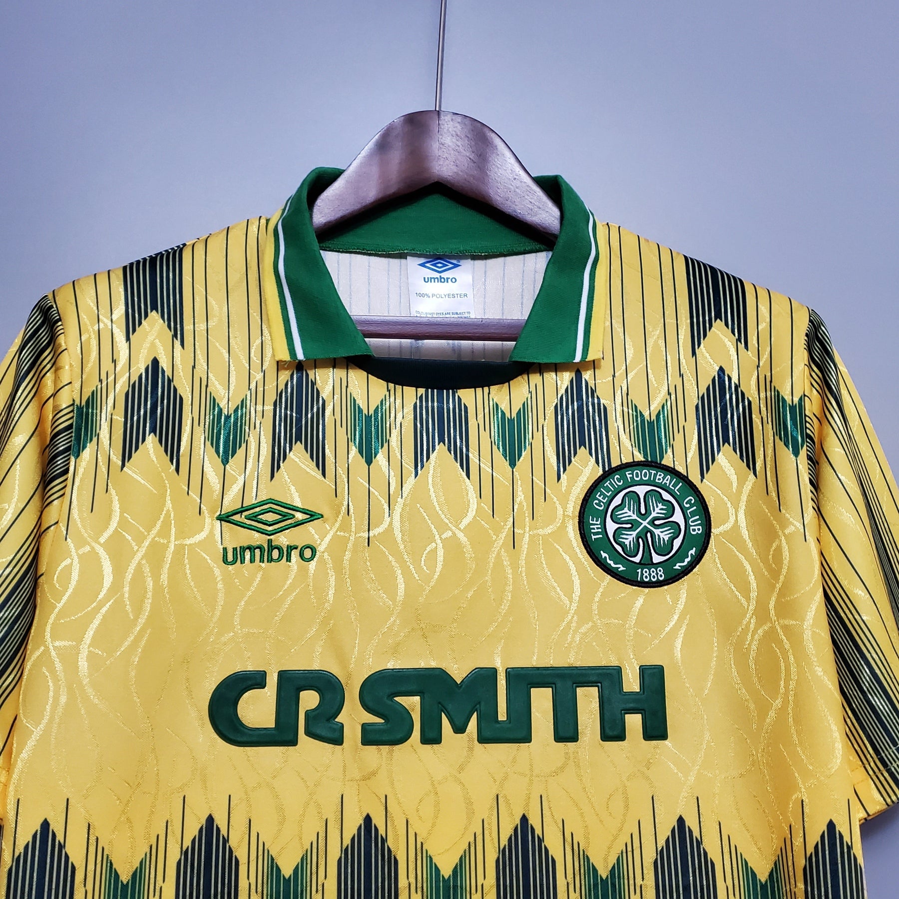 Camisa Celtic Away 1991/92 - Umbro Retrô Masculina - Amarela/Verde