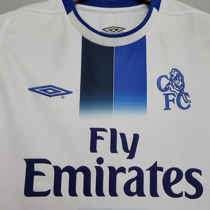 Camisa Chelsea Away 2003/04 - Umbro Retrô Masculina - Branca/Azul