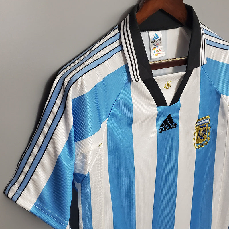 Camisa Argentina Home 1998 - Adidas Retrô Masculina - Azul/Branca