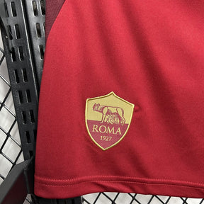 Shorts Roma Home 2024/25 - Adidas Torcedor Masculina - Bordo/Dourada