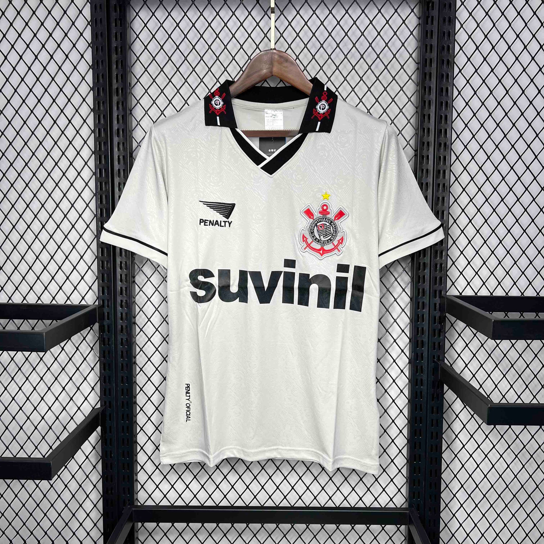 Camisa Corinthians Home 1996/97 - Penalty Retrô Masculina - Branca/Preta